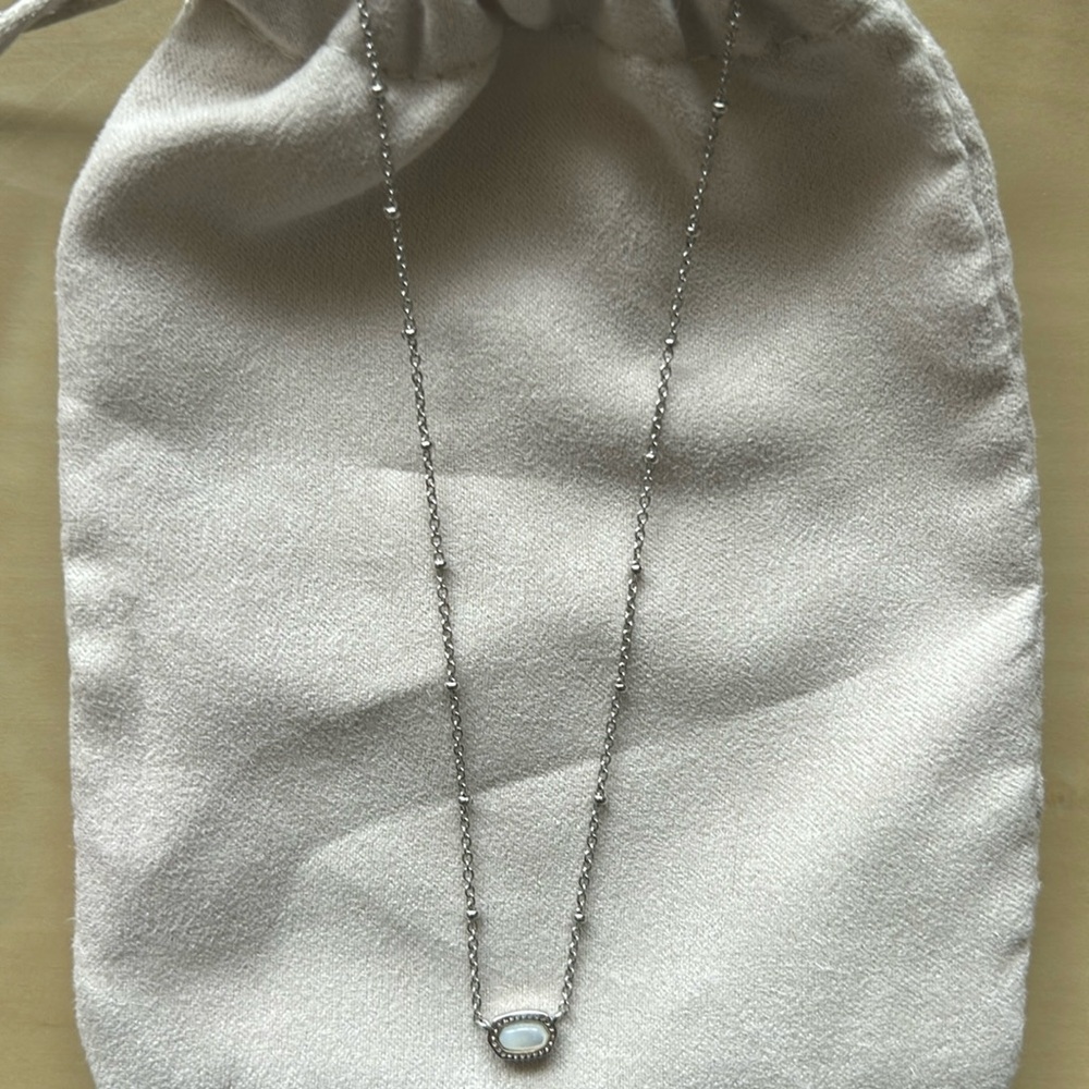 Kendra Scott Mini Elisa Silver Satellite Necklace, Ivory Mother of Pearl Stone